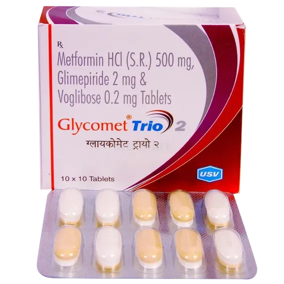 glycomet trio 2mg tablet 10's